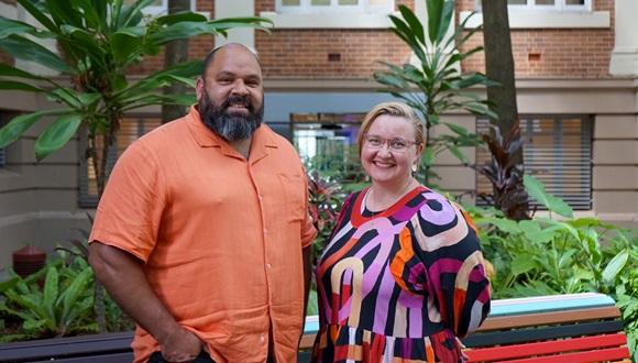 Francis Nona (L) and Lauren Woodlands (R) from QUT