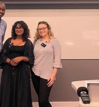 Dr Hannah Helm, Dr David Junior Gilbert and Keren Poliah at an EDI workshop co-delivered in July 2023 at the University of Salford