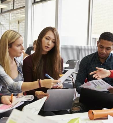 Group of students in discussions