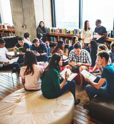 A group of students in a library