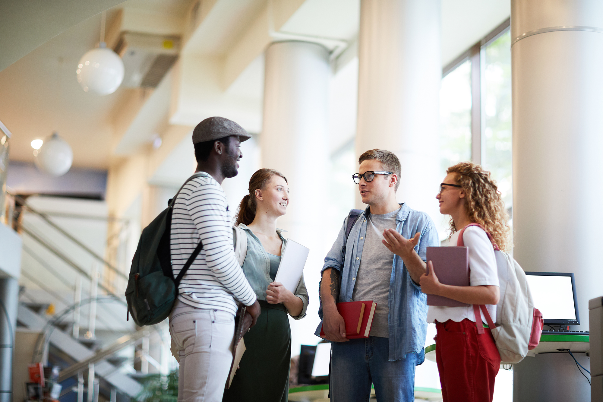 Students talking in corridor