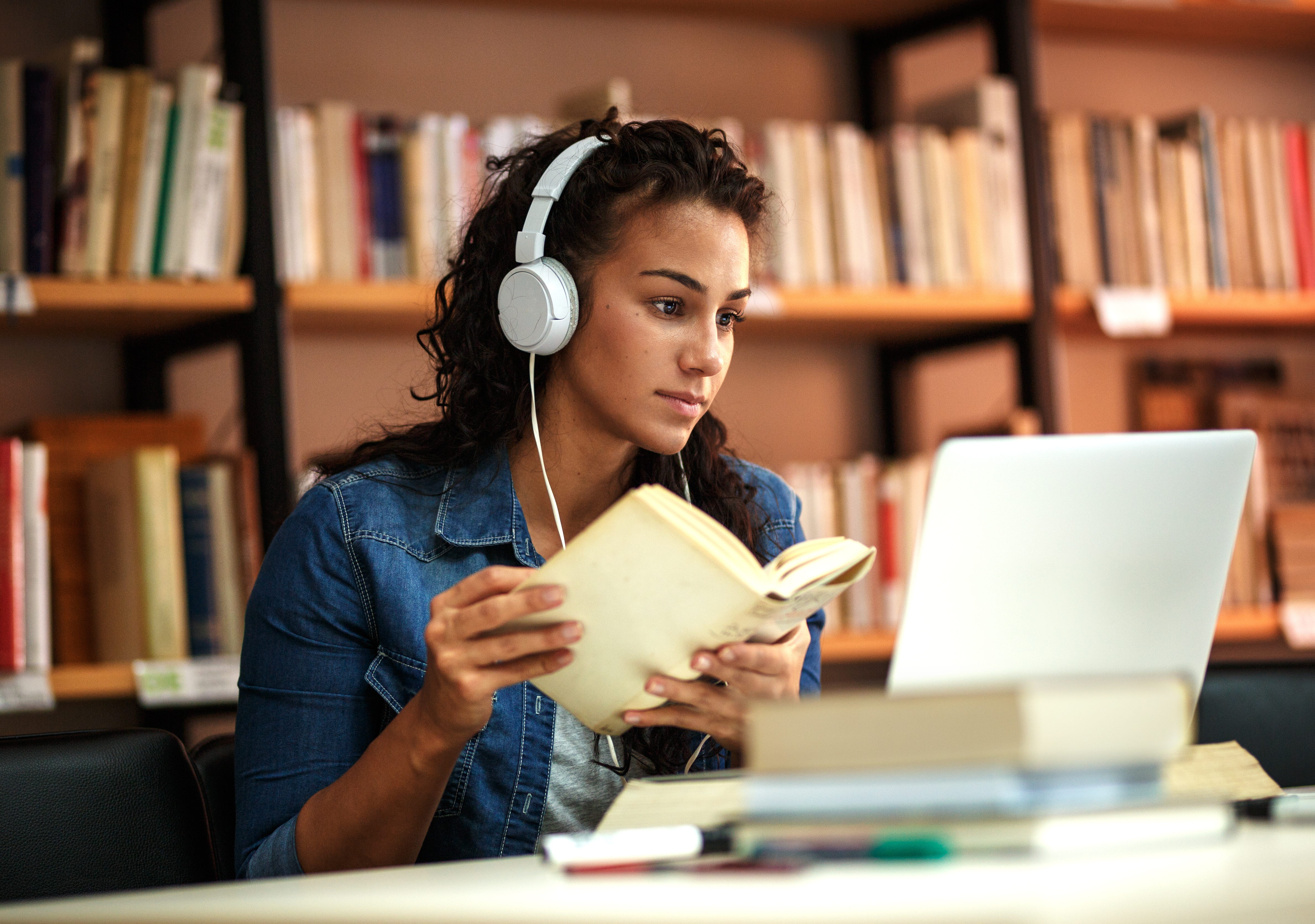 Female student at laptop