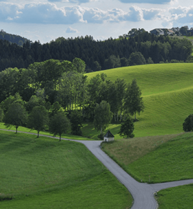 Pathway through hilly area